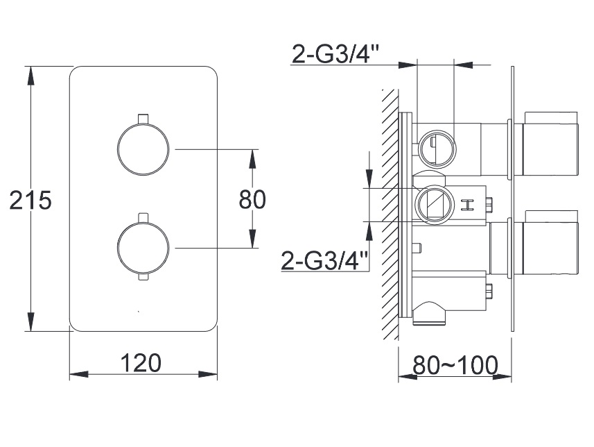 Kohlman podtynkowa bateria Experience Qw432EGD schemat