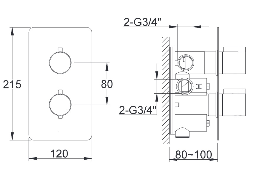 Kohlman podtynkowa bateria wannowa Experience Qw433EGD schemat