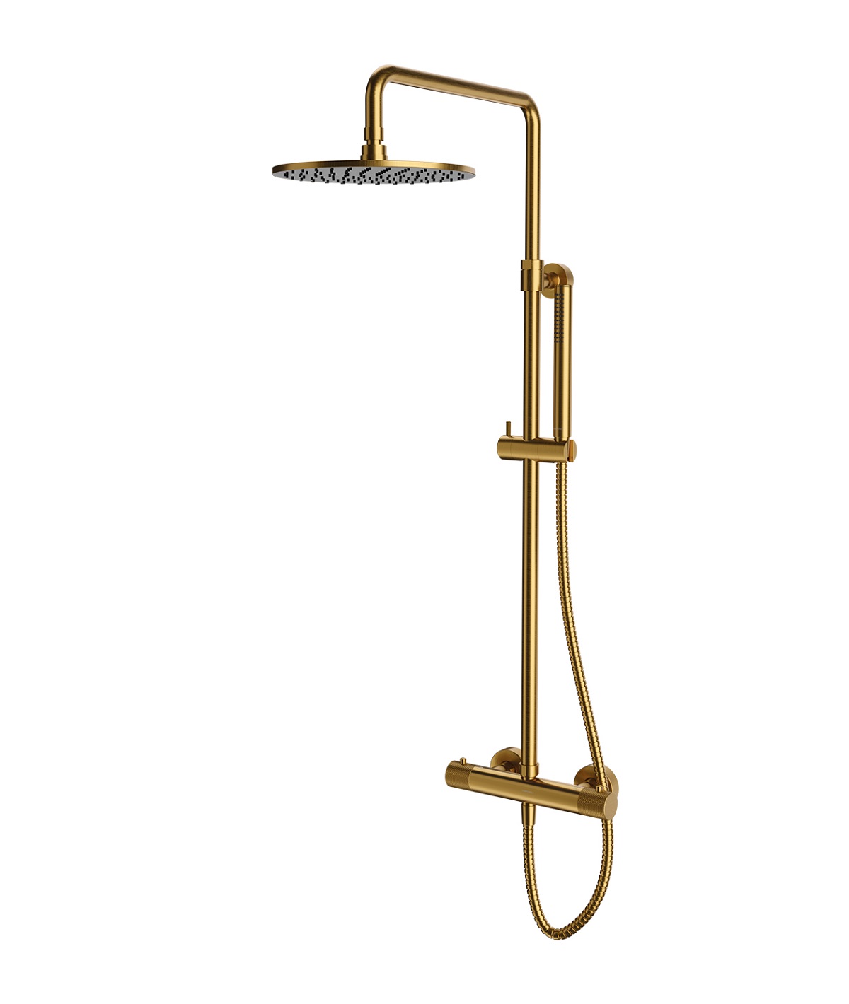 Omnires Contour termostatyczny system prysznicowy z deszczownicą 25 cm złoty szczotkowany CT8044GLB