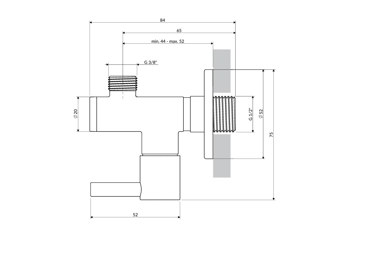 Omnires Zawór kątowy 1/2"-3/8" Złoty Szczotkowany 8857GLB schemat
